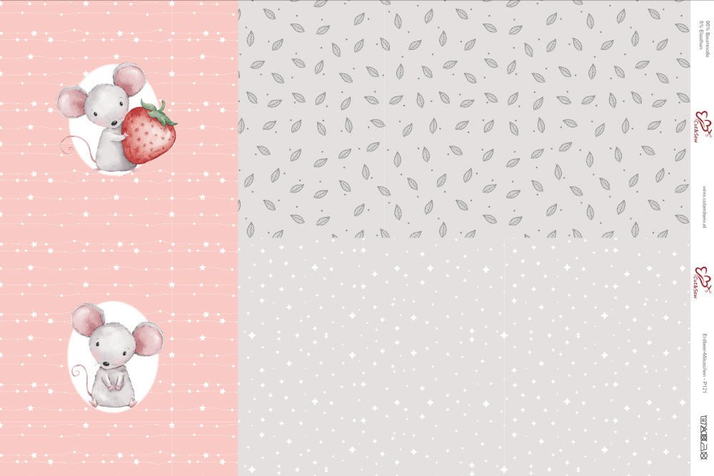 Panel – Erdbeer Mäuschen – P-121 - Cut&Sew