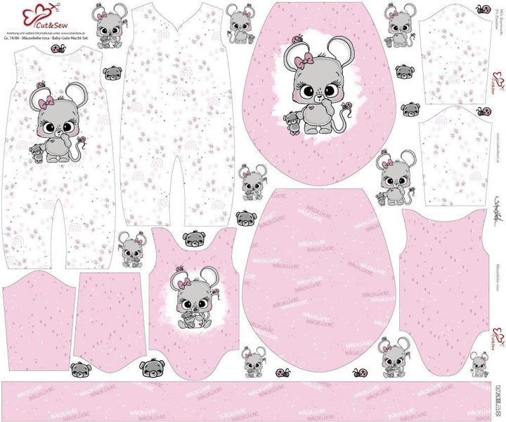 Baby-Gute-Nacht-Set – Mäuseliebe rosa - Cut&amp;Sew