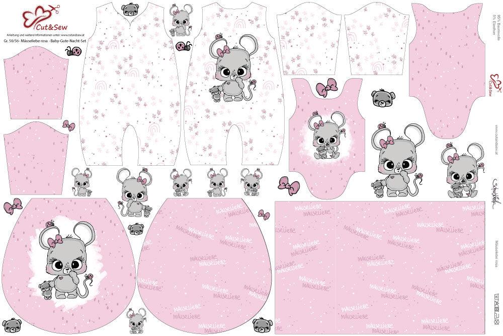 Baby-Gute-Nacht-Set – Mäuseliebe rosa - Cut&amp;Sew