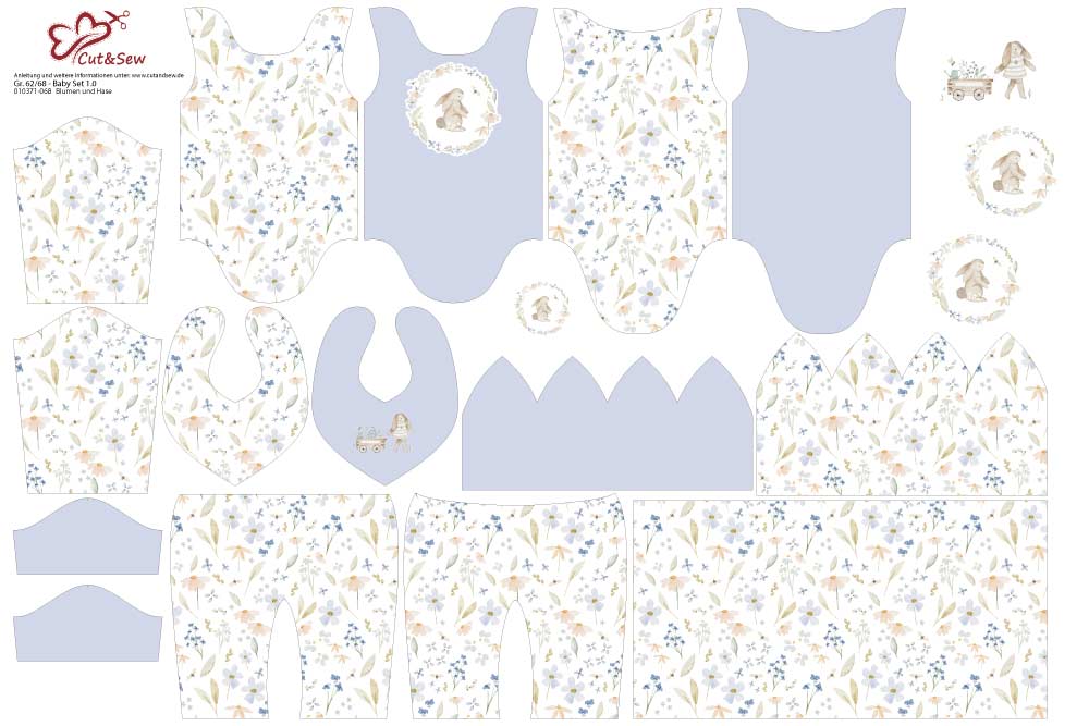 Baby Set - Blumen und Hase - Cut&amp;Sew