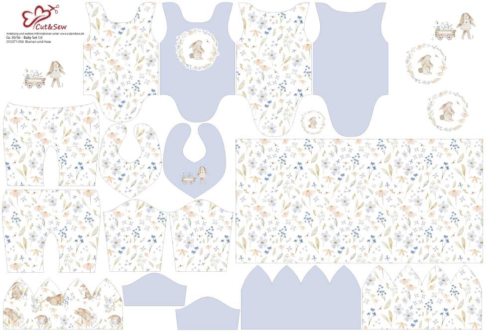 Baby Set - Blumen und Hase - Cut&amp;Sew