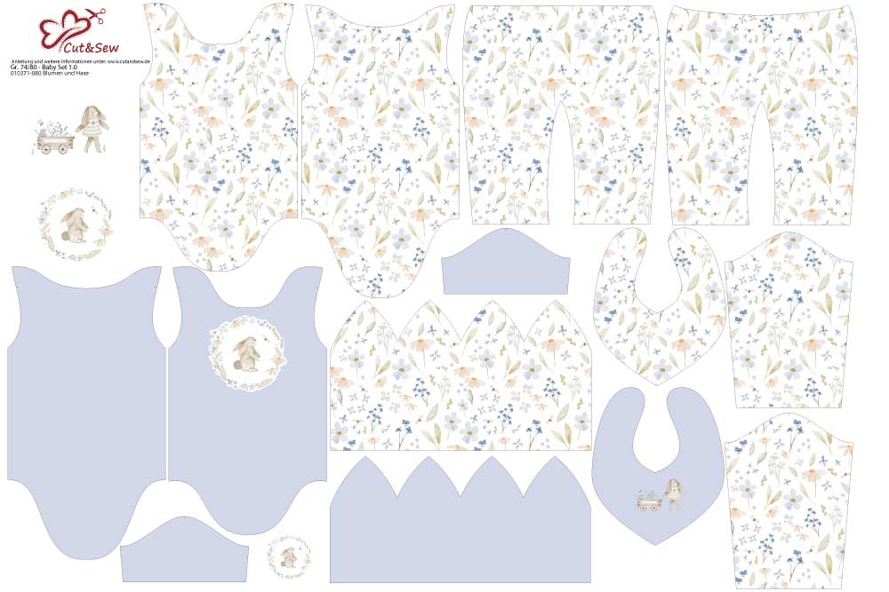 Baby Set - Blumen und Hase - Cut&amp;Sew