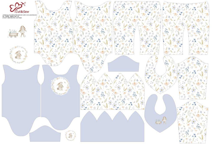 Baby Set - Blumen und Hase - Cut&amp;Sew