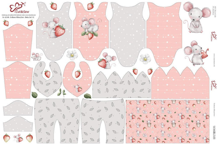 Baby Set – Erdbeer Mäuschen - Cut&amp;Sew