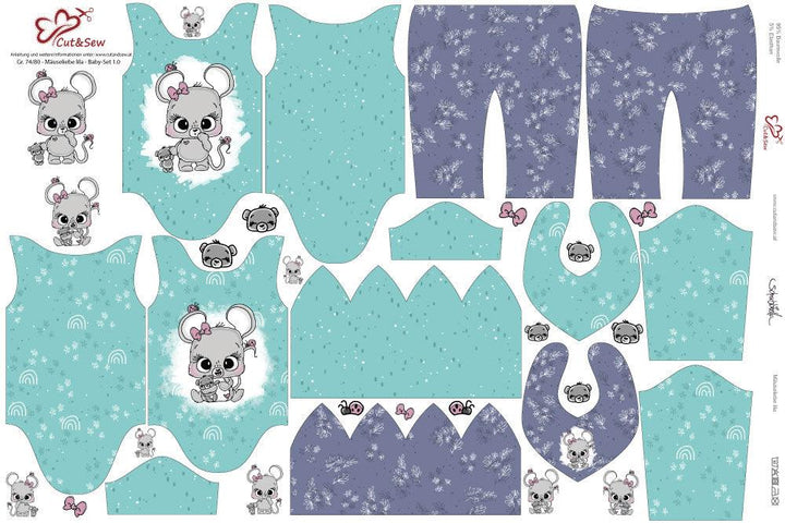 Baby Set – Mäuseliebe lila - Cut&amp;Sew