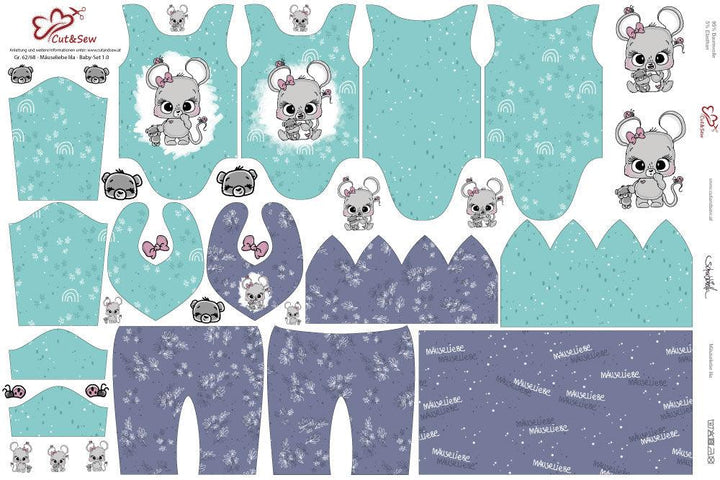 Baby Set – Mäuseliebe lila - Cut&amp;Sew