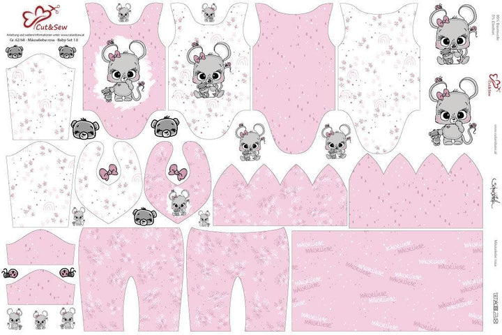 Baby Set – Mäuseliebe Rosa - Cut&amp;Sew