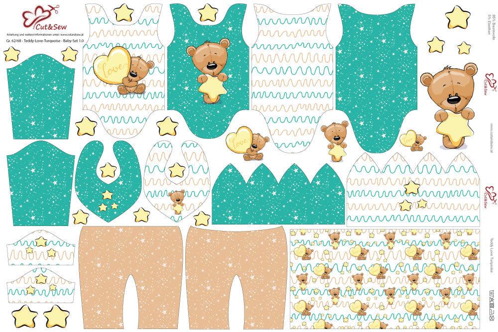 Baby Set – Teddy Love Türkis - Cut&amp;Sew