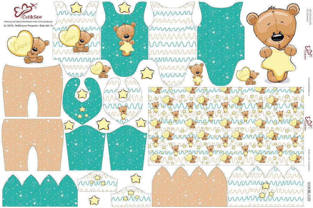 Baby Set – Teddy Love Türkis - Cut&amp;Sew