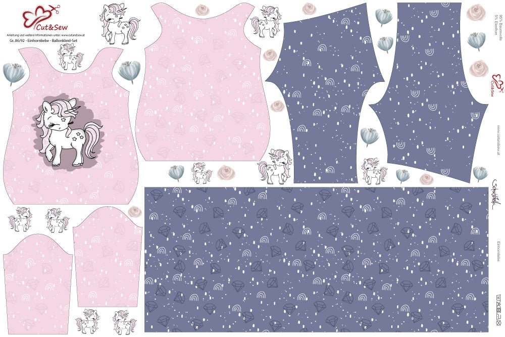 Ballonkleid-Set – Einhornliebe - Cut&amp;Sew