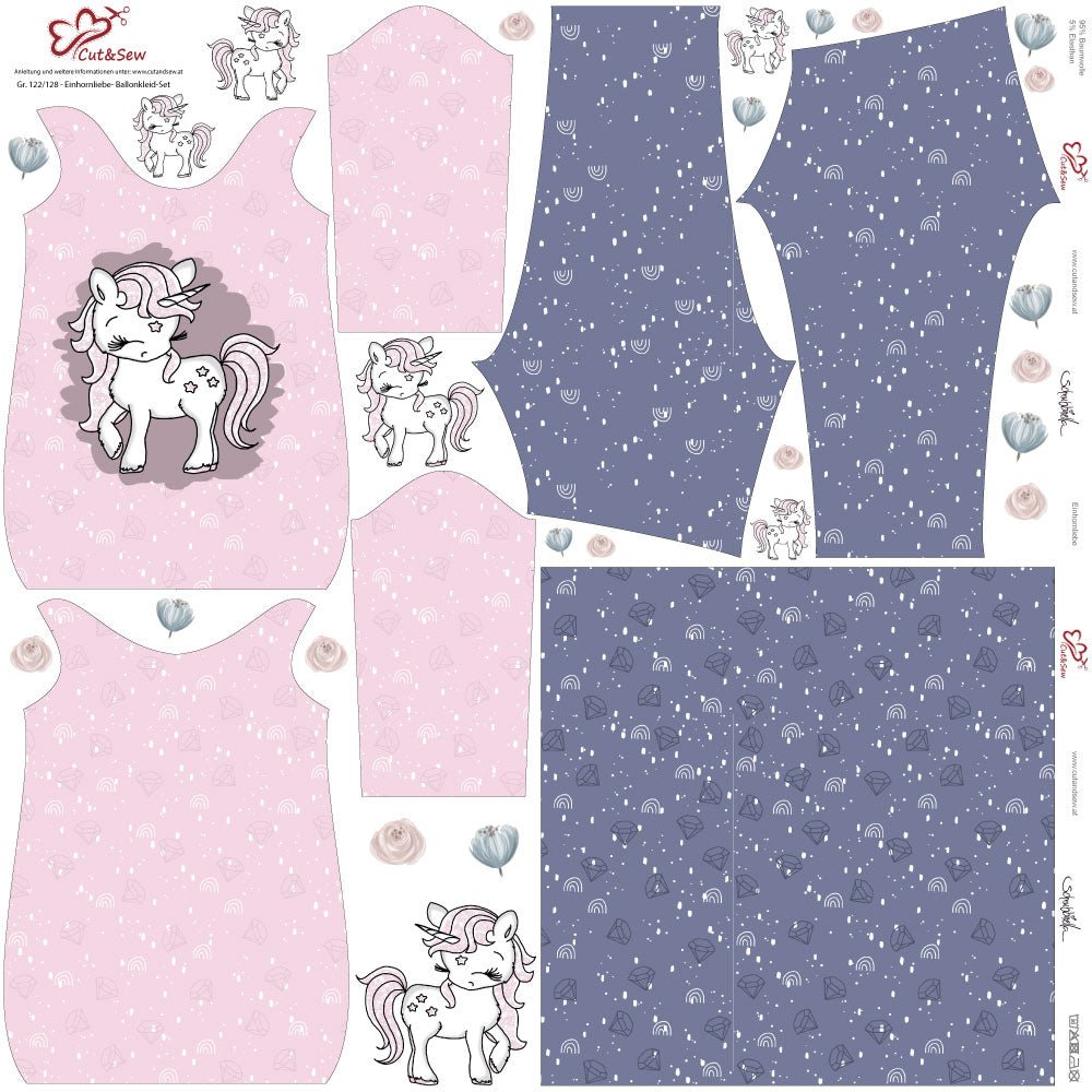 Ballonkleid-Set – Einhornliebe - Cut&amp;Sew