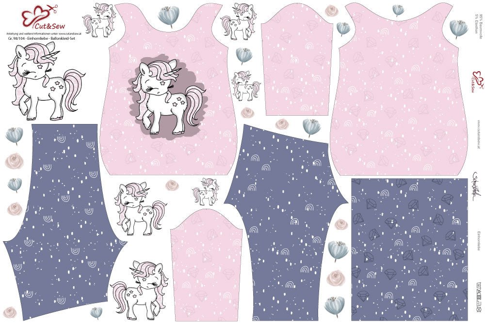 Ballonkleid-Set – Einhornliebe - Cut&amp;Sew