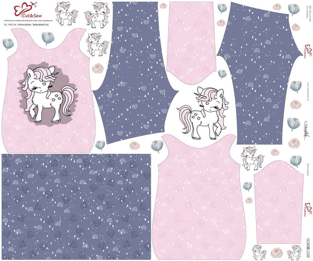 Ballonkleid-Set – Einhornliebe - Cut&amp;Sew