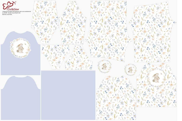Schlafanzug Nähset – Blumen und Hasen - Cut&amp;Sew