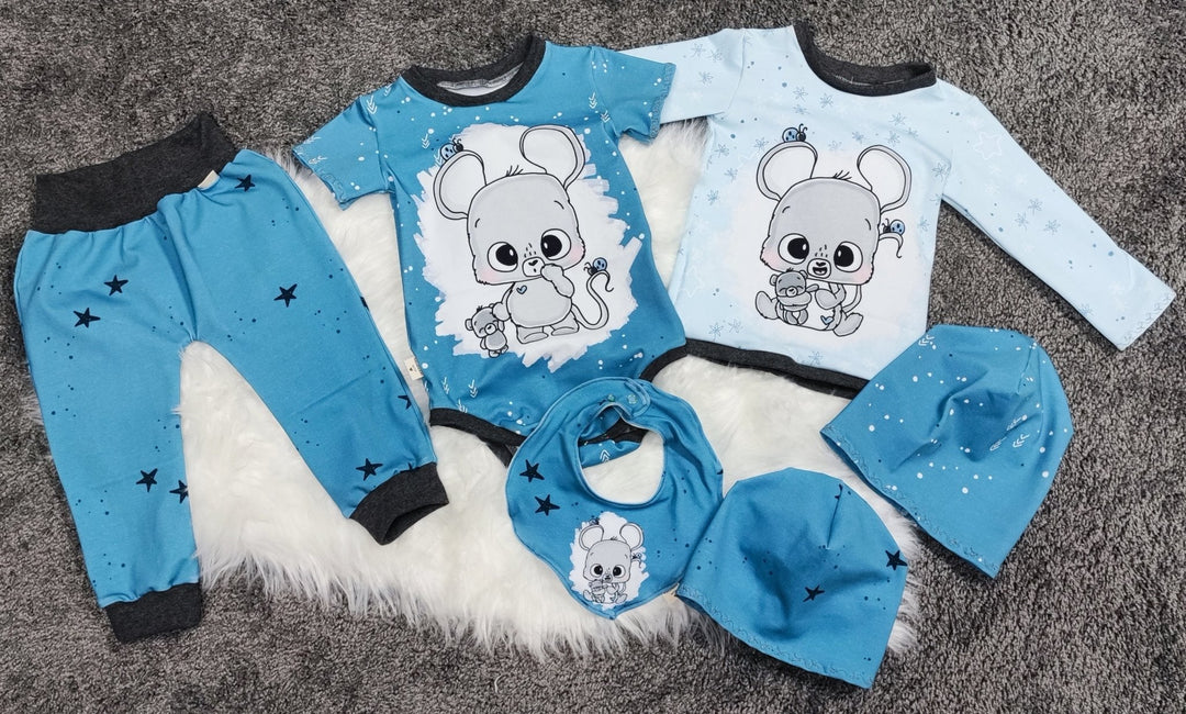 B- Ware Baby Set – Mäuseliebe blau - Cut&Sew