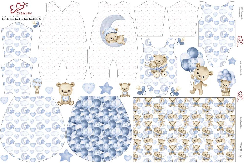 Baby-Gute-Nacht-Set – Baby Bear Blue - Cut&Sew