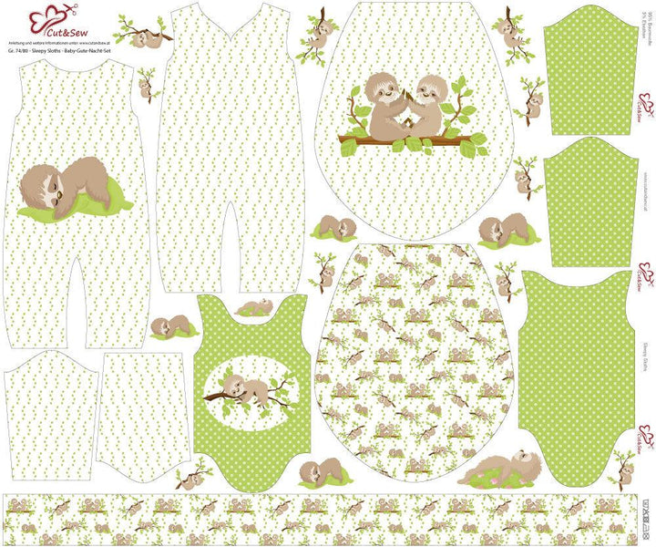 Baby-Gute-Nacht-Set – Sleepy Sloths - Cut&amp;Sew