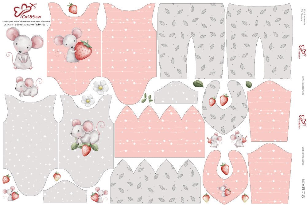Baby Set – Erdbeer Mäuschen - Cut&Sew