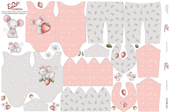 Baby Set – Erdbeer Mäuschen - Cut&Sew