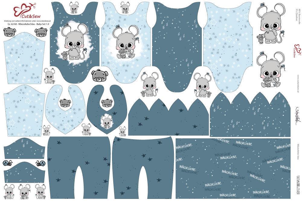 Baby Set – Mäuseliebe blau - Cut&amp;Sew