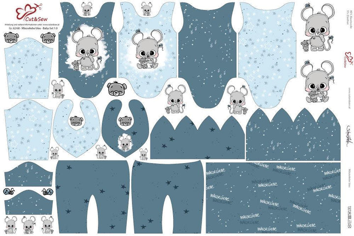 Baby Set – Mäuseliebe blau - Cut&amp;Sew