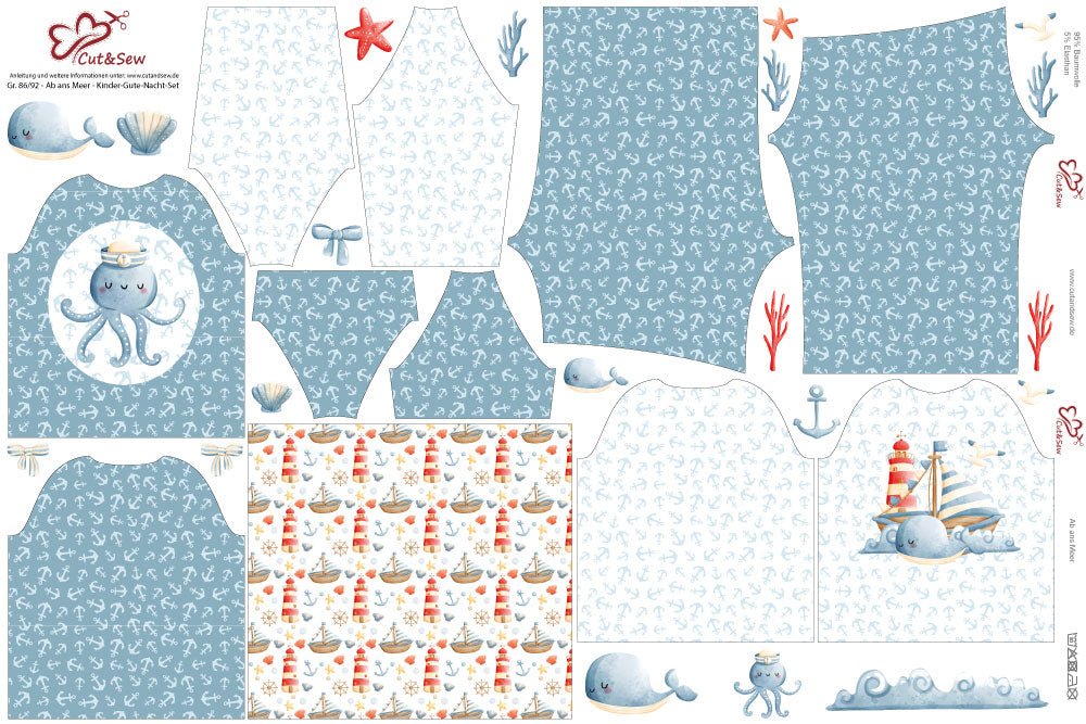 Kinder-Gute-Nacht-Set – Ab ans Meer - Cut&amp;Sew