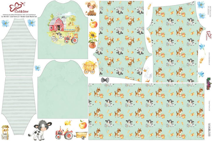 Kinder-Gute-Nacht-Set – Cute Farm 2.0 Green - Cut&amp;Sew