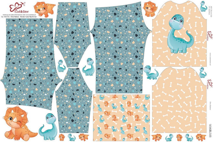 Kinder-Gute-Nacht-Set – Dino Babies - Cut&amp;Sew