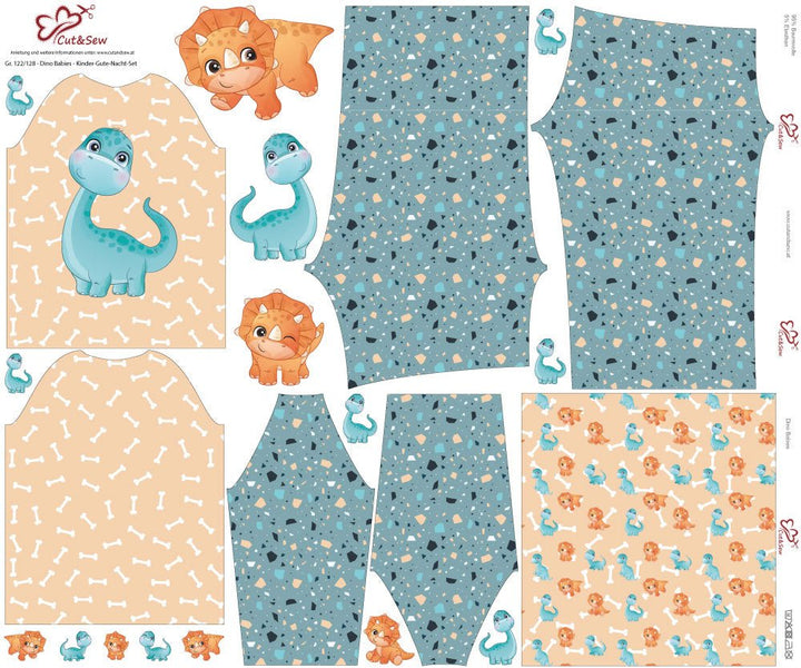 Kinder-Gute-Nacht-Set – Dino Babies - Cut&amp;Sew