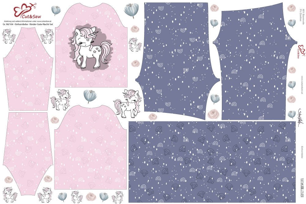 Kinder-Gute-Nacht-Set – Einhornliebe - Cut&amp;Sew