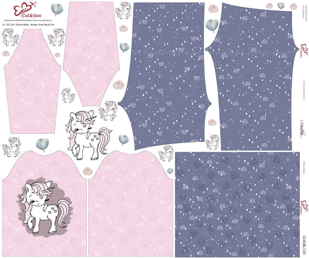 Kinder-Gute-Nacht-Set – Einhornliebe - Cut&amp;Sew