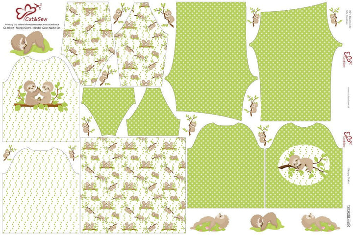 Kinder-Gute-Nacht-Set – Sleepy Sloths - Cut&amp;Sew