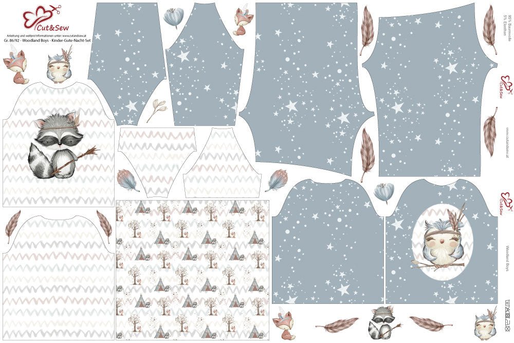Kinder-Gute-Nacht-Set – Woodland Boys - Cut&amp;Sew