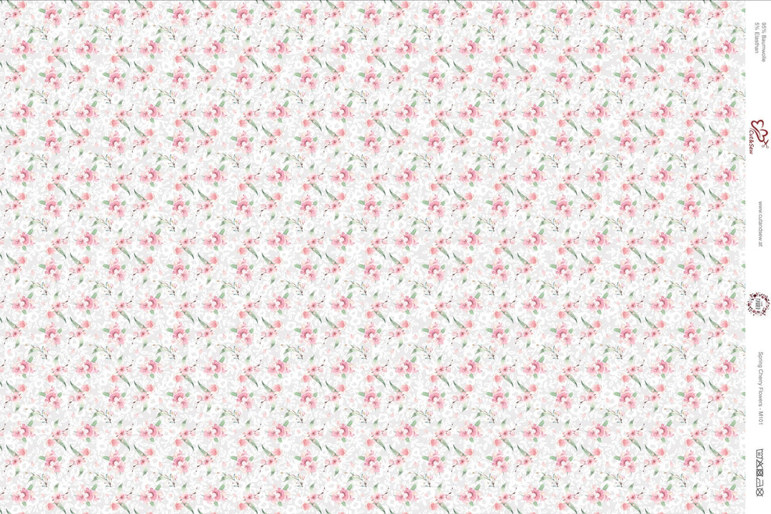 Panel – Spring Cherry Flowers – M-101 - Cut&amp;Sew
